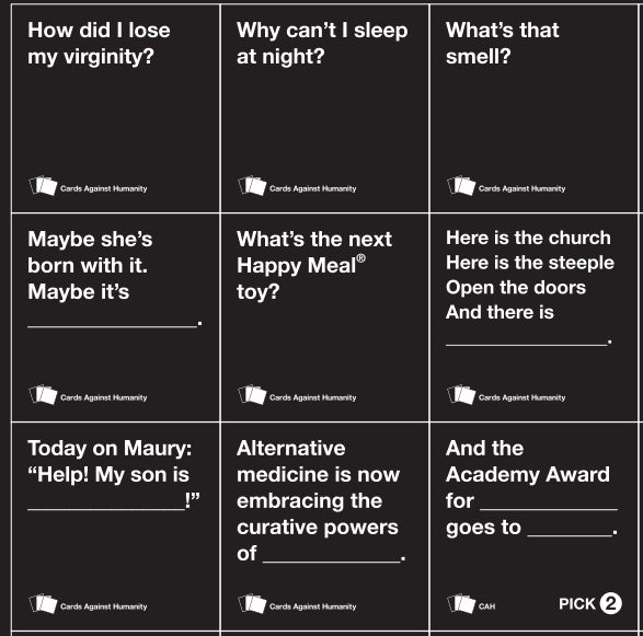 Cards against humanity online, free playingcards.io